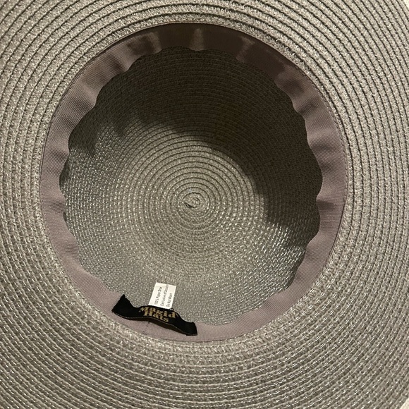 Magid hats grey black and cream with rim  straw hat beaded rope trim summer - Picture 4 of 4